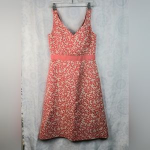 J. Crew linen cotton blend cream and coral floral pattern dress size 6